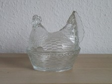 BUTTERHUHN Glasdose GLASHUHN DECKELDOSE Preßglas VINTAGE