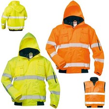Arbeitsjacke Winterjacke Warnjacke Piloten Warnschutzjacke Warnweste Gr. S - 4XL