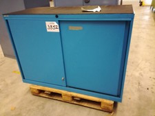 stabiler Industrie Qualitäts Werkzeugschrank mit Schiebetüren Stahlschrank blau