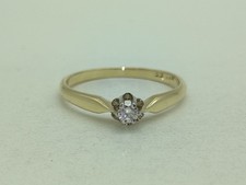 585 Gelbgold 14K Gold Ring 0,07 ct Diamant Verlobungsring RG 53 - 16,8mm 9671
