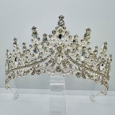 Kristallkrone Queen Diadem in Silber mit funkelnden Strasssteinen