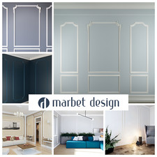 MARBET 4 Segmente (ohne Leisten) Styropor weiß Ecksegmente für Wandleisten