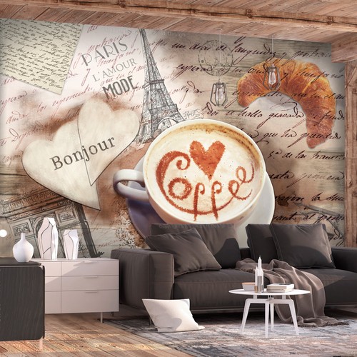 Kaffee küche holzoptik vlies - kaffee,