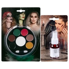Halloween Schminkset mit Fettschminke & Kunstblut Spray