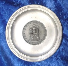 Kleiner Wandteller Hansestadt Hamburg Röders Soltauer Zinn, Bleifrei. 12 cm