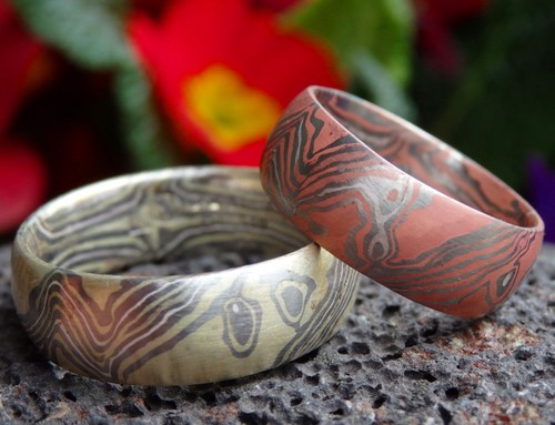 Trauringe mokume gane rotgold - trauringe,