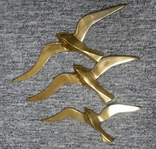 3 Schwalben aus Messing Deko Wanddeko Vogel mit Patina