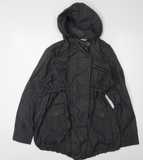 Mamas & Papas Damen schwarz karierter Parka Jacke Größe 8