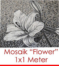 FEINES STILLVOLLES MOSAIK MOSAIKBILD "FLOWER" 100x100 cm 1 m² 11.000 STEINCHEN