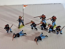 10 Elastolinfiguren, 4cm, USA Bürgerkriegssoldaten, in diversen Kampfstellungen