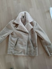 Wildlederjacke mit Innenfell hellbraun H&M Gr. 32