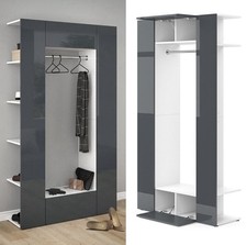 Garderoben-Set Mats, Anthrazit Hochglanz/Weiß, 36.6 x 191 cm