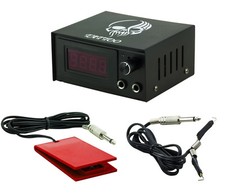 Tätowierung Set Netzteil LCD Digital Tattoo Netzgerät Fußpedal & Clipcord Kabel