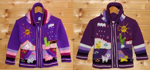 Kinder strickjacke lila bunt - kinder,