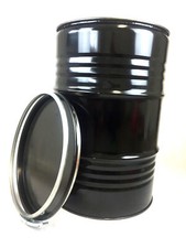 Metallfass 210 Liter Blechfass Fass Ölfass Tonne mit Deckel Schwarz