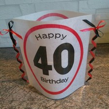 40 Geburtstag Windlicht aus Servietten  Zahl Tischlicht Dekoration Jubiläum