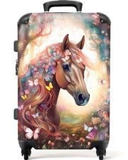 Koffer Handgepäck Trolley Rollen Leichtgewicht Hartschalenkoffer Pferd