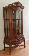 VITRINE SCHRANK MIT GLASTEIL GLASVITRINE HOLZ BRAUN BAROCK-ROKOKO-STIL