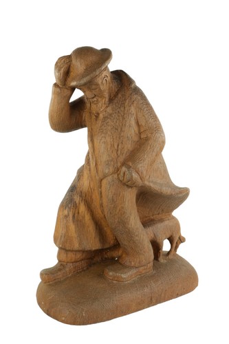 Holzfigur schäfer mit hund - holzfigur,
