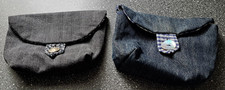 2 kleine Taschen mit Knopf und Lasche Baumwolle jeansblau & dunkelgrau waschbar