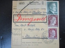 #8 Paketkarte aus OBERPOLITZ (Böhm. Leipa) an 3. Art. Ers. Abtlg. 24 Altenburg