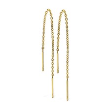 Damen Edelstahl Ohrringe Durchzieher Ketten Ohrhänger Kette Chirurgenstahl Z527