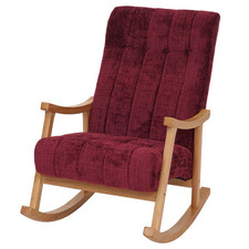 B-Ware Schaukelstuhl MCW-K10, Relaxsessel, Chenille, bordeaux, natur