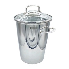 WMF Spargeltopf Topf 18cm Durchmesser silber Edelstahl mit Glasdeckel 4,5 l