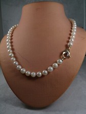 D30-1/ elegante  Perlenkette  Gelbgold Verschluß Brillantsplitter 14K ca. 47 cm