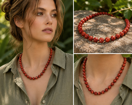 Edelstein halskette roter - halskette,