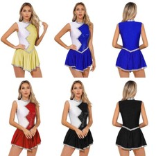 Kürkleid Damen Trikotkleid Pailletten Glitzer Eiskunstlauf Kleid Tanzbekleidung