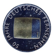 DEUTSCHLAND 10 Euro SILBER 2002 - 50 Jahre Deutsches FERNSEHEN - GOLDAPPLIKATION