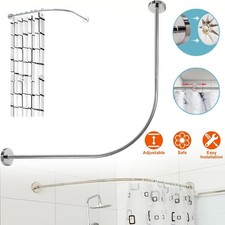L-förmige Duschvorhangstange Einstellbare Eck Duschstange Edelstahl Duschstange