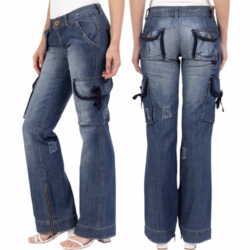 Schlaghose bootcut cargo damen - bootcut,