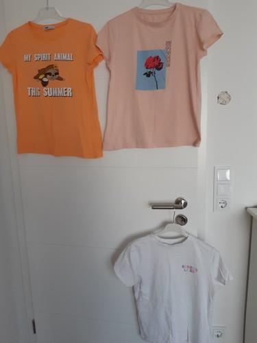 Shirt weiß rosa - t-shirt, orange