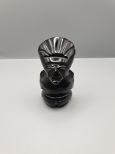 Antike Maya/Azteken Steinfigur – Kriegerkopf aus Onyx/Obsidian, massiv