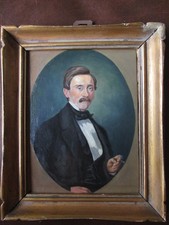 Gemälde Öl auf Kupfer Portrait eines eleganten Herrn Anfang 19. Jahrhundert