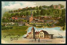 AK Litho Bitche Bitsch Lothringen Moselle La Gare Bahnhof Ort 1913 gelaufen