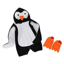 0-24M Baby Pinguin Kostüm mit Kapuze Romper Bodysuit Kap Ärmel mit Schuhen