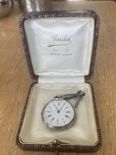 Antike Taschenuhr 800 silber mit Schlüssel und Kette 37 mm mit Box Top Läuft Im