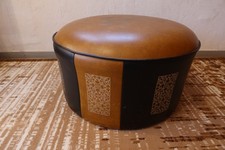 Sitzhocker Hocker rund Pouf Sitzkissen Bodenkissen Vintage 60er 70er Kamel 54 cm