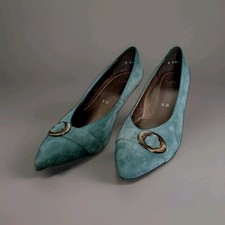 "VA MILANO" PUMPS 38/39 PETROL 100% ECHTES LEDER ❗️METALL-SPANGE NEU‼️