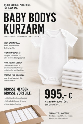 500 stück baby bodys kurzarm - bodys,