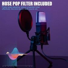 Gaming USB Microphone With RGB Light Desktop Wired Condenser PC Computer Mic Kit