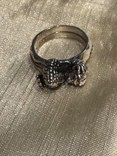 Trollbeads retired Kiss silver double ring, size 54