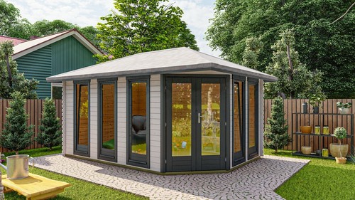 Eck gartenhaus holz modern - 5-eck,