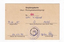 DDR NVA Waffen - Empfangskarte