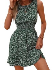 Damen Rüschensaum Sommerkleid