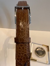 Krokodilleder Gürtel 3.5 cm- echtem Natur Krokodilleder-Mittleres Braun CITES.