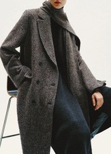 ZARA ZW COLLECTION OVERSIZE SCARF COAT DARK BROWN NEW SS25 XS-S M-L REF 9902/732